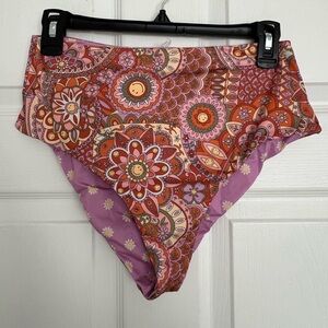 Smiley Flower Pattern Reversible High Waisted Bikini Bottom